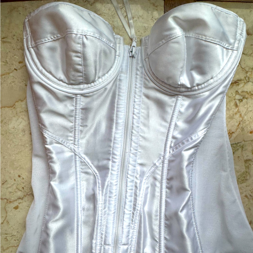 Lady Marlene white satin corset